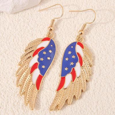 Pair of Stylish National Flag Wings Women's Earrings