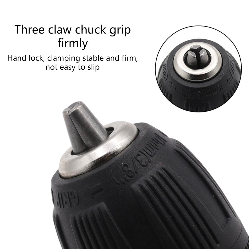 0.8-10mm Precise Keyless Drill Chuck Converter 3/8"- 24UNF Thread Quick Change Adapter Shank 1/4" Hex