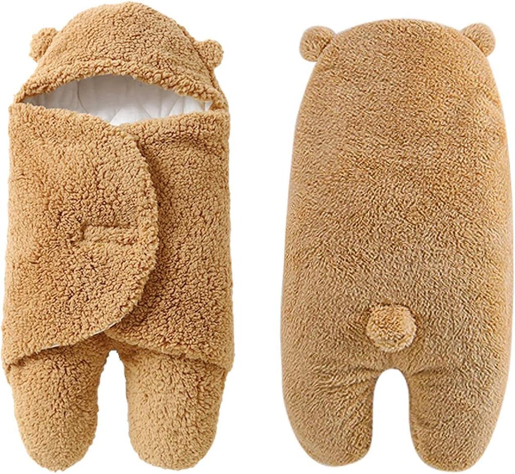 MOONMN Baby Newborn Baby Baby Sleeping Cute Winter Baby Carry Blanket with Baby Shower Bear Gentle On Machine Thick Size S Swaddle, Swaddle, Clothes,
