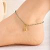 Trendy Double Layer Titanium Steel Love Heart Anklet Gold Versatile Foot Jewelry Set