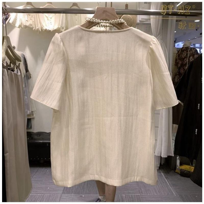Letní dámská košile krátký rukáv čínský styl volný kardigan top high-end chic