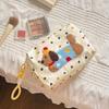 Cute Cartoon Dog Polka Dot Canvas Bag Large-capacity Portable Cosmetic Storage Bags for Travel Makeup Organizer Handbag for Girl