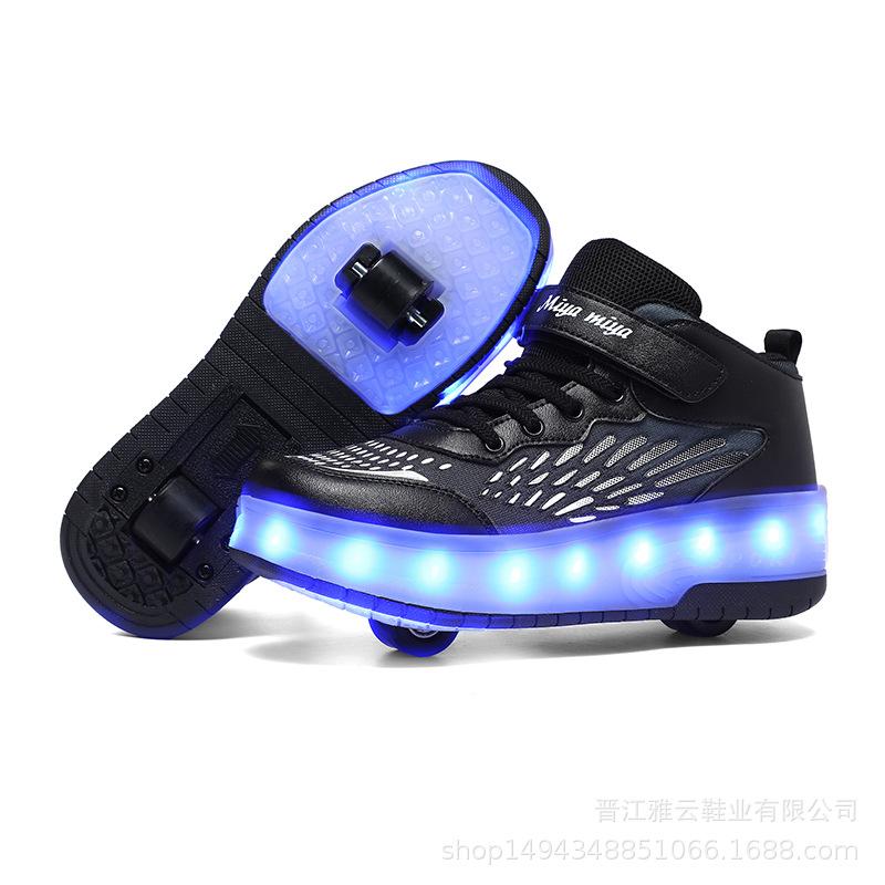 Children's Runaway Shoes Invisible Double Wheels Removable Teenagers Charging with Lights Colorful Luminous Roller Skates