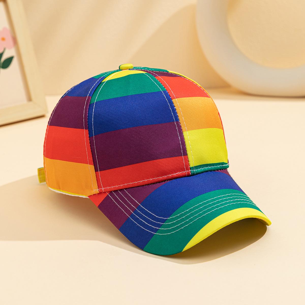 

Бейсболка Жіночі Літні Капелюхи для Жінок Смугасті Райдужного Кольору Хіп-Хоп Подорожі Сонцезахисний Милий Капелюх Жіночий Вуличні Танці Вечірній Капелюх 56-58cm