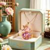 Collier pendentif gourde plaqué or Émail Oiseau Motif floral Bijou délicat pour femme Cadeau d'anniversaire