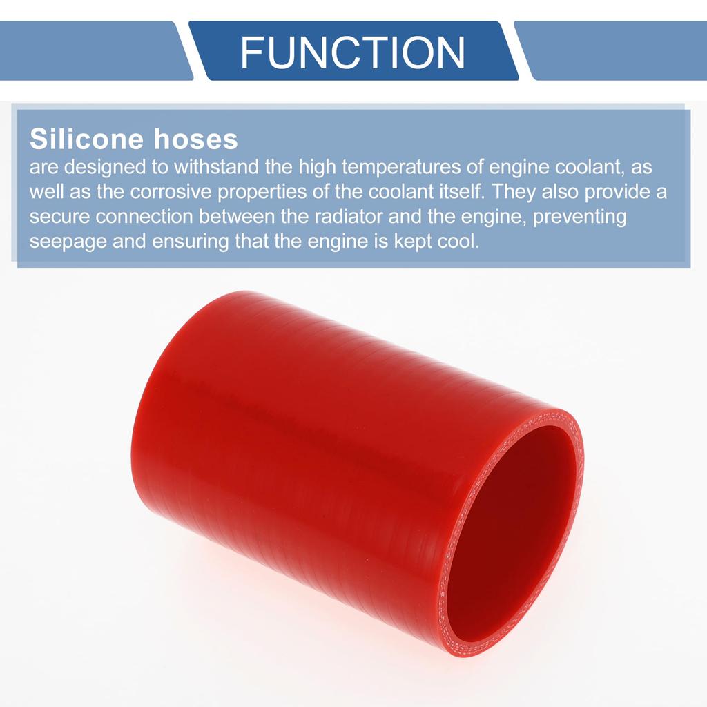 X AUTOHAUX Silicone Hose, Straight Silicone Tube, Red, Length 3.9 inches (100 mm), Inner