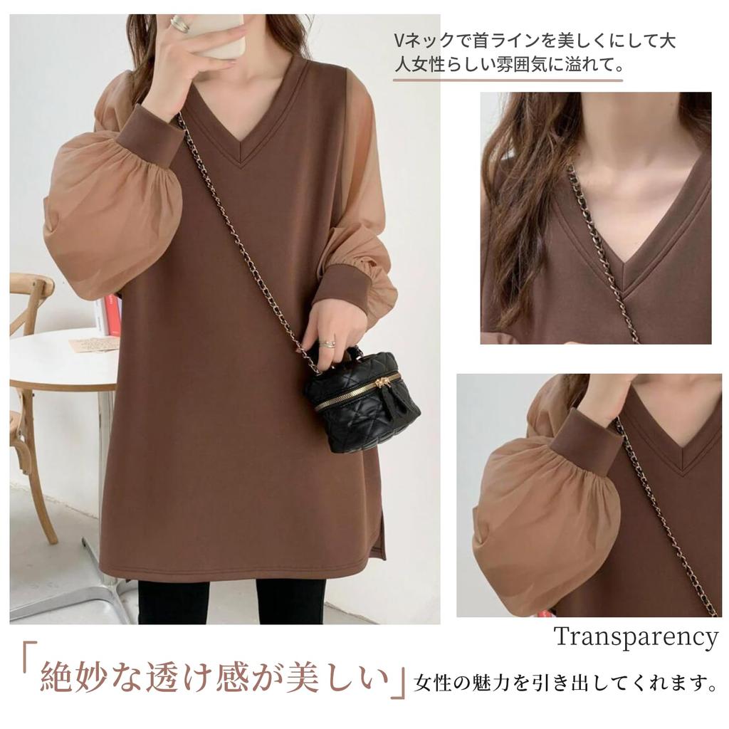 KumiModa Chiffon Long Sleeve Sheer Chiffon Party Women's Blouse, Top, V-Neck, Top, Business, Professional, Unique, Elegant, Casual, Outings, Stylish,
