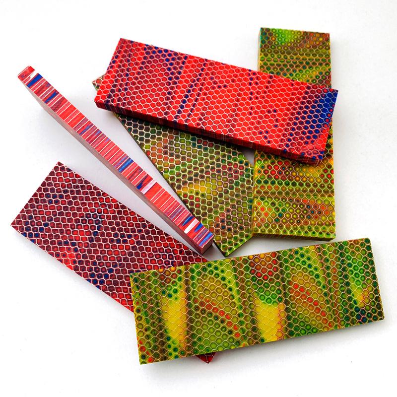 

1 шт. 120x40x8 мм C-Tek смоляний матеріал для рукоятки ножа змія з візерунком стільники для рукоятки ножа зміїне зерно B 120X40X8MM