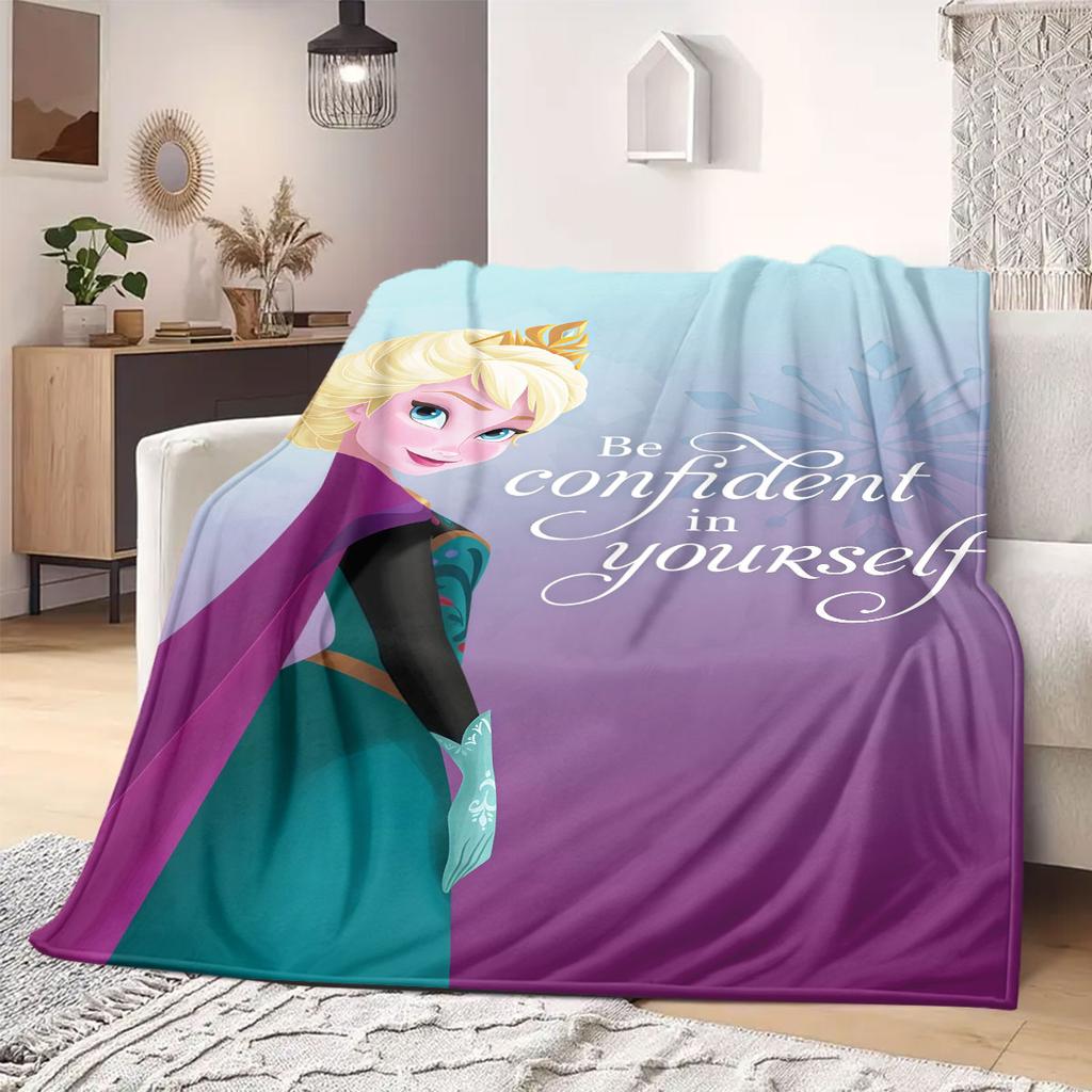 Frozen Cartoon Print Flannel Blanket for Bedrooms Chairs Picnics Travel Sofas Beds Home Decor Extra Large Gift for Kids