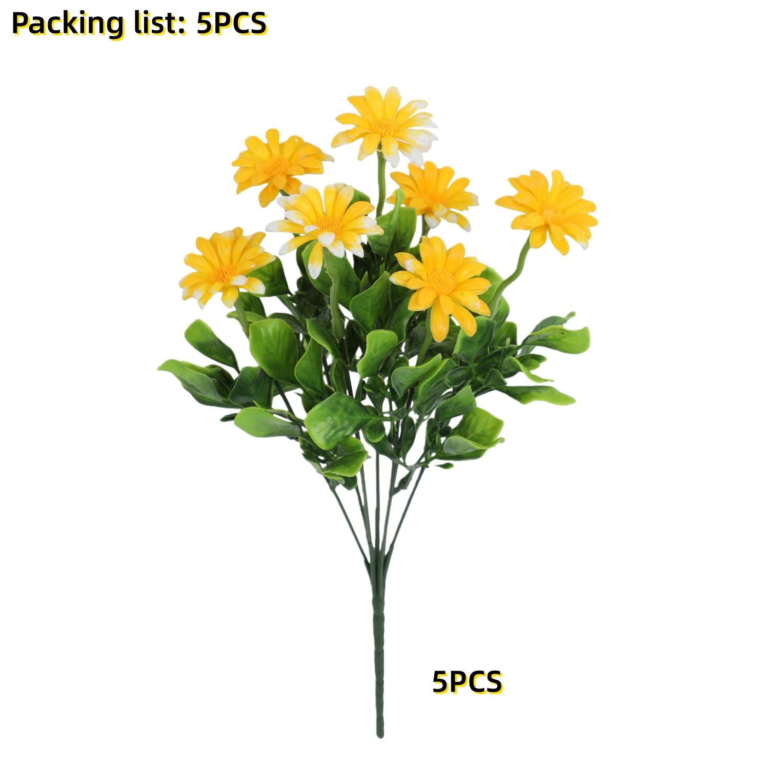 

5/10 Pcs Realistic Artificial Daisy Bouquet UV Resistant Faux Flower for Home Garden Hotel, Office Spring summer Outdoor Decor жовтий