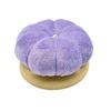 DIY Craft Violet Velvet Needle Holder Wooden Solid Color Pumpkin Shape Pincushion Holder Violet Velvet Cotton Fabric