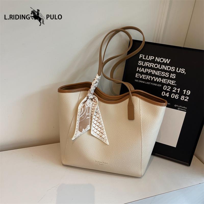 Women's Crossbody Bag, Versatile Lychee Pattern Shoulder Bag, Work Commuting Bucket Bag, High-end Tote Bag