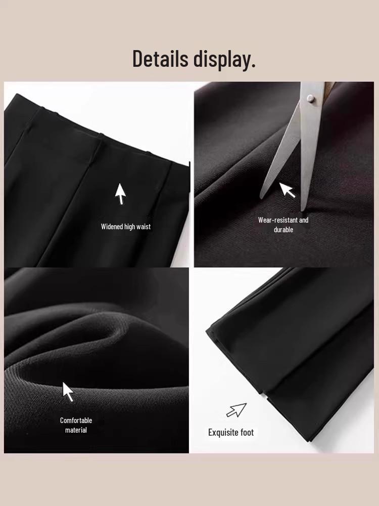 Damen Schwarze Fleecegefütterte High-Waist Schlankmachende Schlaghose für Herbst/Winter 2025