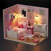 DIY Wooden Dollhouse with LED and Dustproof Handmade Miniature Model Kit for Decorative Gift Cover, Beginners, (Sunshine Princess)