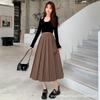 Gefalteter Midi-Rock für Damen - Hohe Taille, Ballett-Stil, A-Linie, Perfekt für den Herbst und Winter