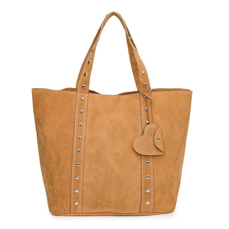 

Bag Female Niche Retro Rivet Hot Girl Commuter One-shoulder Tote Large Capacity Suede Underarm коричневий