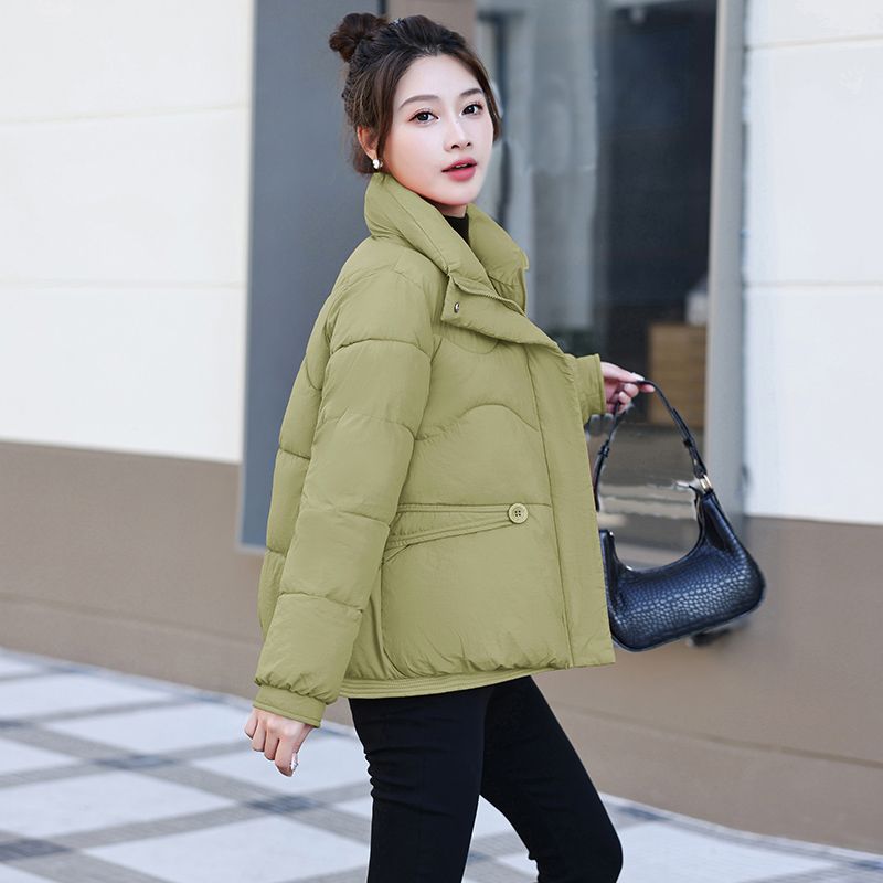 Women's Winter Short Cotton Padded Jacket Fashionable Korean Style Slim-Fit Loose Stand-Collar Cotton Coat