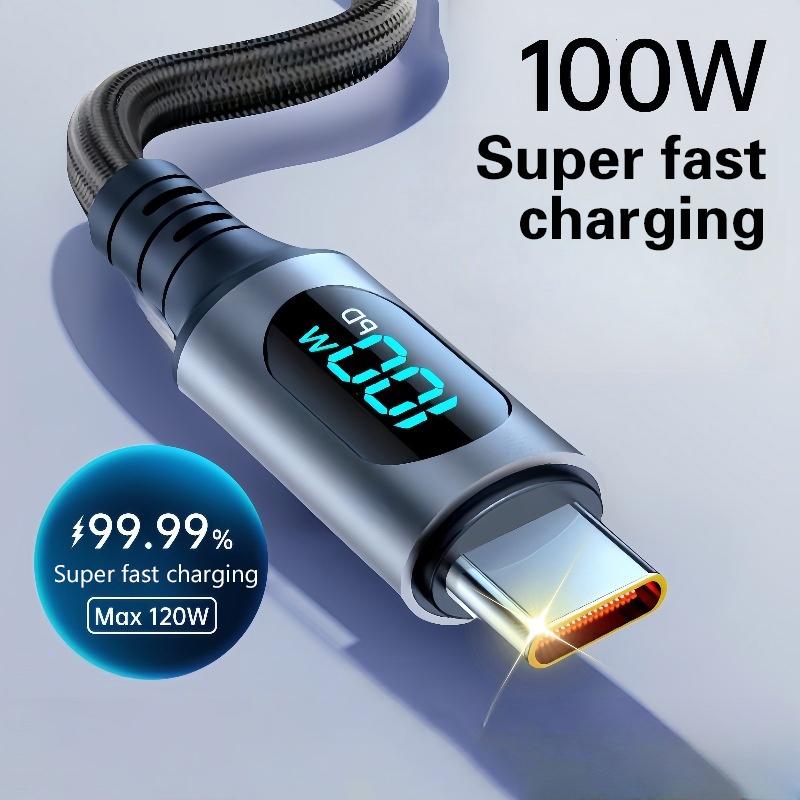 120W Usb Type C Cable For Honor Samsung Super Charge Fast Charging Usb C Charger Data Cable Wire Cord 1M 2M