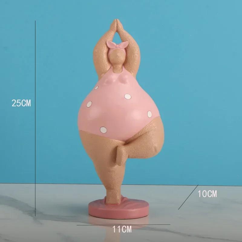 

Cute Fat Girl Yoga Figures Statue Desk Decoration Ornaments Abstract Character Sculpture Resin Crafts Room Aesthetics Decor