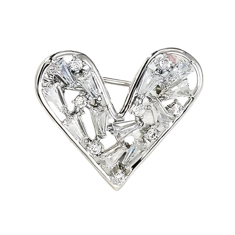 

Romance Alloy Heart Brooch Decoration With Zircon Ideal For Dresses And Formal Attire