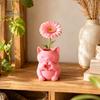 Gifts for Cat Lovers 3D Printed Vase, Cute Smiling with Heart?Hand Gesture Flower Holder, Creative Housewarming Presents Animal Shaped Desktop