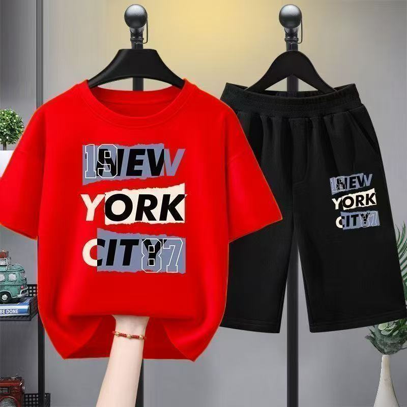 Summer children s personalized cartoon letter printed T-shirt and shorts 150