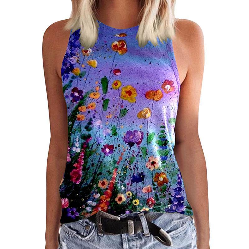 Sunflower dandelion 3D printed vest for women's casual wear