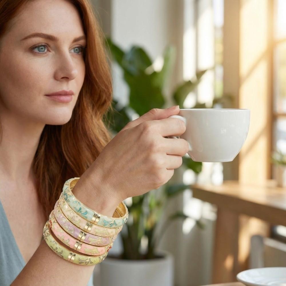 Traditional Colorful Flower Bangle Floral Women's Hand Bracelet  Gifts for Women Girl