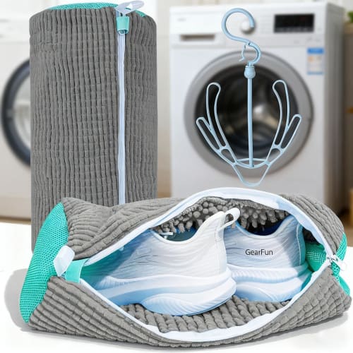 2-Piece Shoe Washing Net Set with Hooks: Anti-deformation, Machine Washable, Durable, Easy To Store, Compact and Lightweight, Ideal for Sneakers, Brea