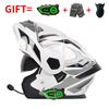 Bluetooth-Enabled Full Face Motorcycle Helmet With Dual Visors DOT 3C Certified All-Season Flip-Up Design Men Women