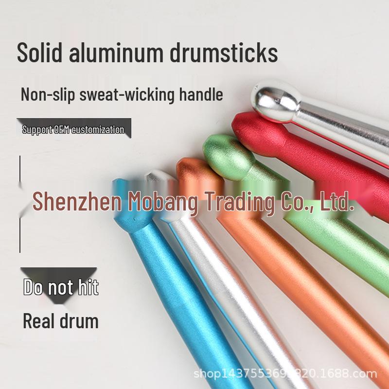 

Aluminum Alloy 5A Drumsticks with Practice Mute Pad, Colored Metal Drum Mallets. 200g Rose Red (Not for Real Drums)