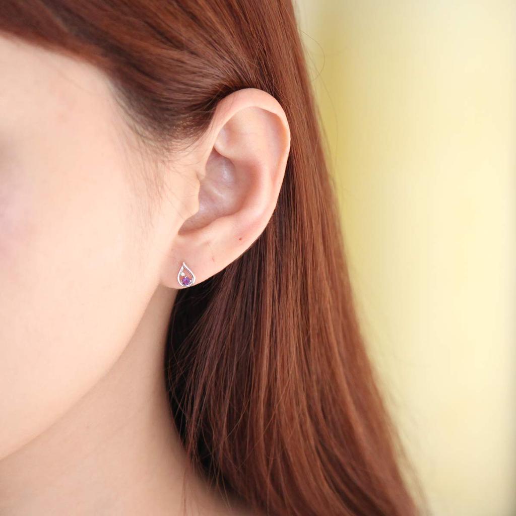 10K White Gold Earrings 151646253202 Canal4℃ (Canal 4℃) [February Birthstone]