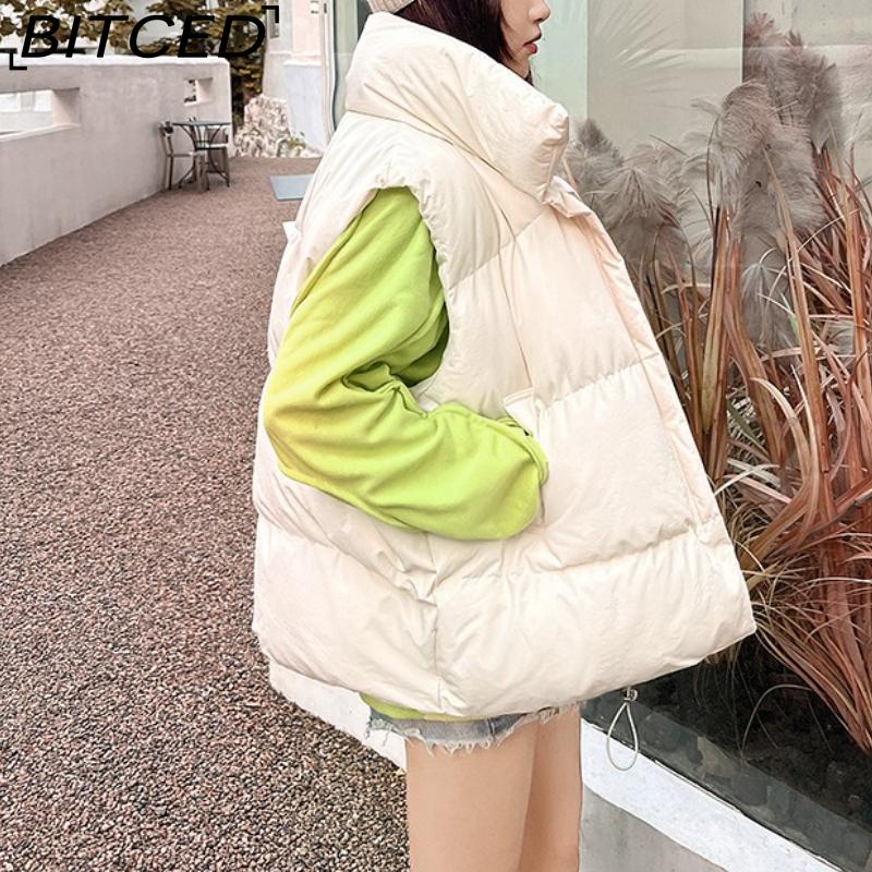 

BITCED Women s Autumn/Winter Cropped Hooded Fashion Gilet - Warm, Fluffy, Loose-Fit Cotton Vest Jacket M