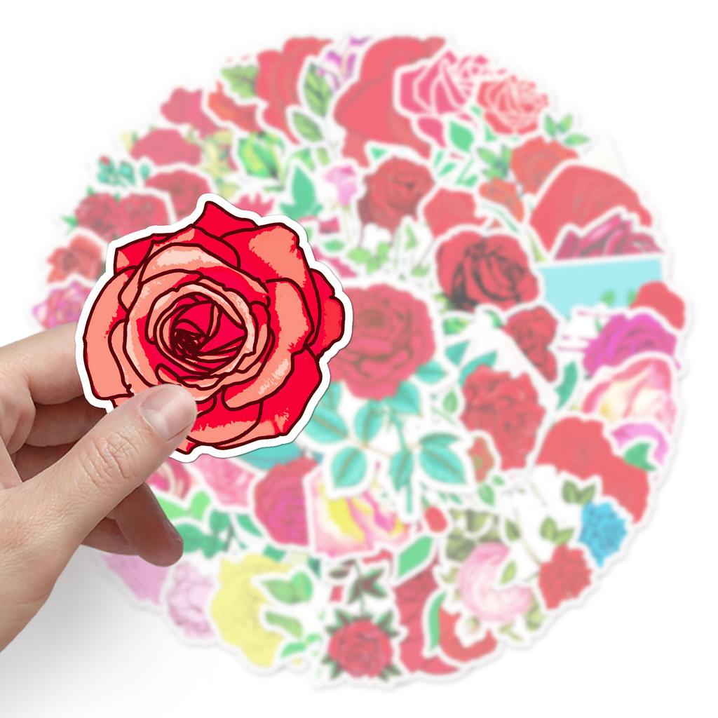 50 Rosen Doodle Persönlichkeit Kleine Frische Pflanze Blumen DIY Skateboard Koffer Aufkleber Wasserdicht