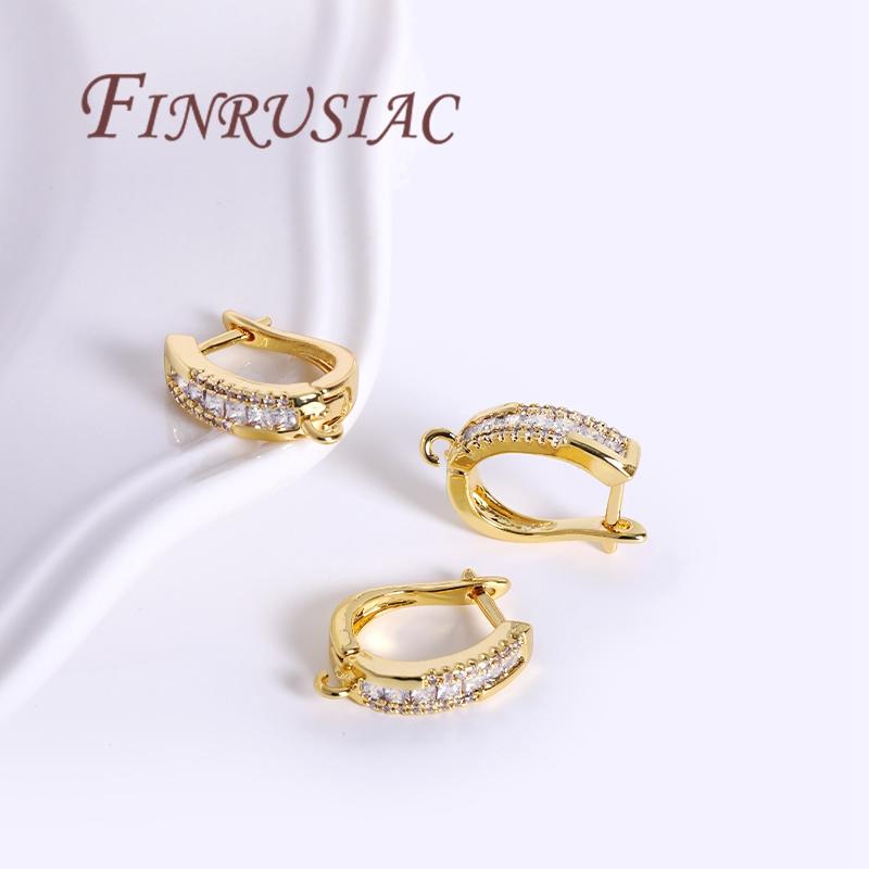 18K Gold Plated Brass with Zircon Earring Hook Clasps,Earwires Fasteners For Earring,DIY Jewelry Making,Accessories For Earrings
