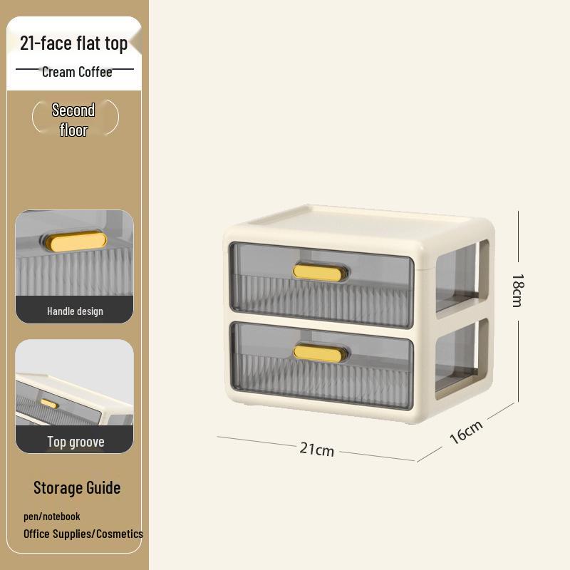 Multi-layer Desktop Organizer: Drawer-Type Storage Box for Office Supplies, Stationery, and Cosmetics