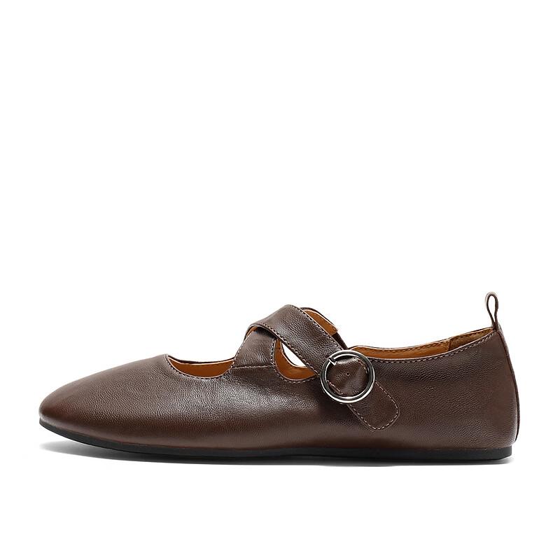 Senda Women's Cross-Strap Mary Jane Ballet Flats