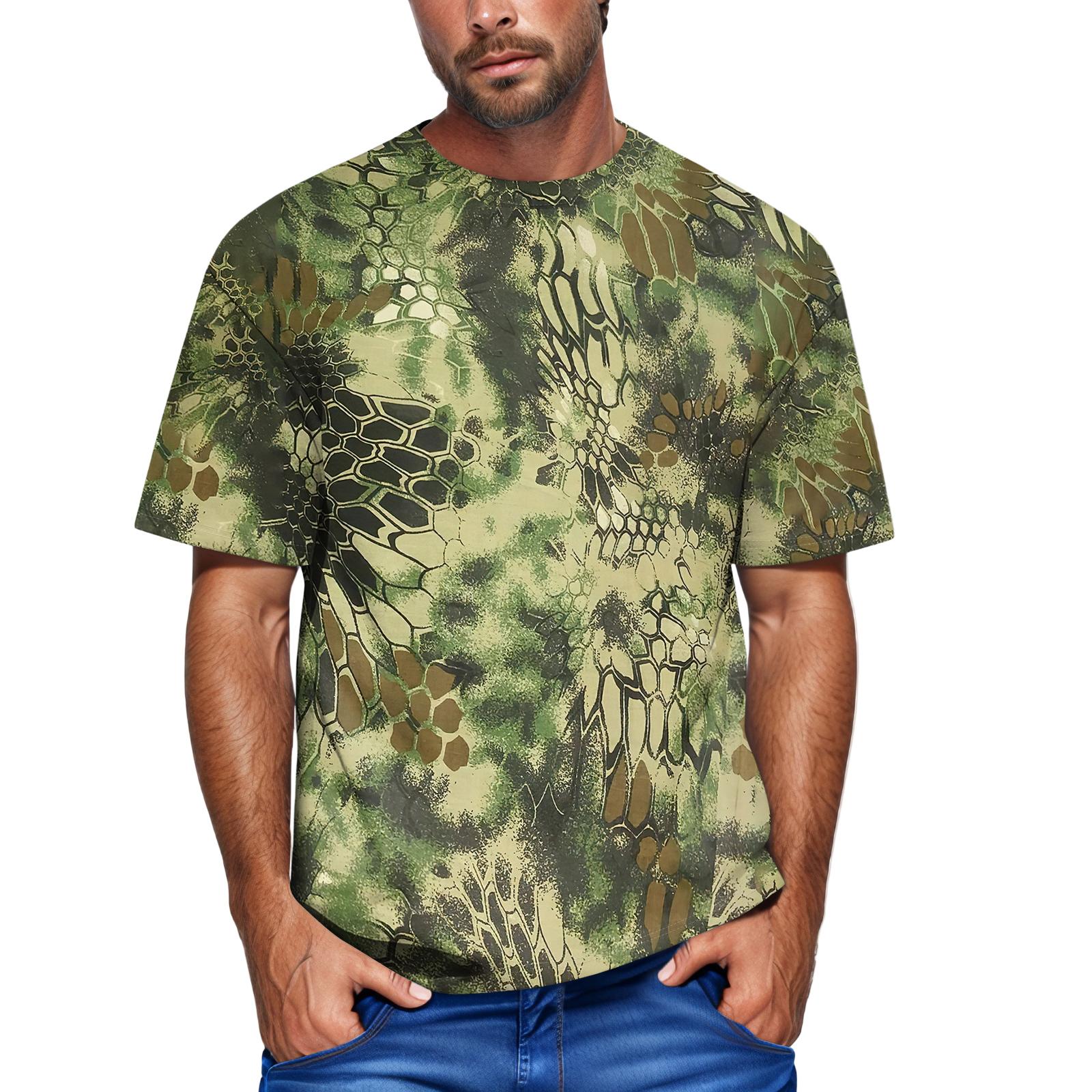 

Men’s Short Sleeve Crew Neck T Shirt with Camouflage Print Comfortable Regular Fit Casual Style for Everyday Wear XXXXXXL