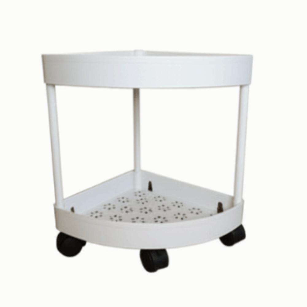 Multi-Tier Bathroom Storage Rack with Wheels Mobile Storage Rack Corner Storage Rack  Shower 2 floors White