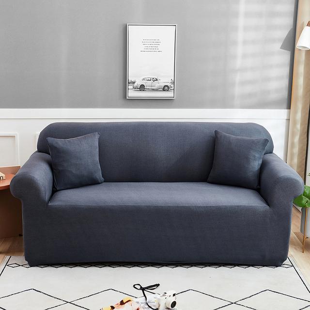 Ash Color Elastic Sofa Covers For Living Room Corner L -Shape Couch Cover Sectional Chair Slipcovers Protector Cover 1 /2 /3 /4 Seat