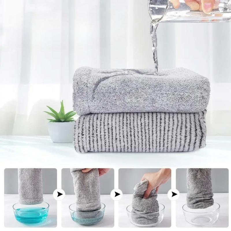 Bamboo Charcoal Fiber Hair Towels Bath Head Turban Wrap Quick Dry Anti-Frizz Hair Towels For Drying Hair Women Girls Bathroom