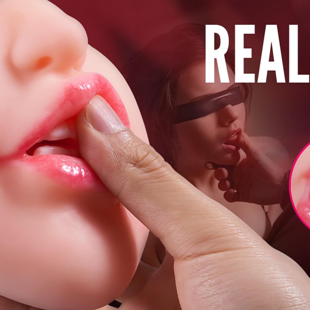 Male Masturbators for Oral Sex, Lifelike Face Design Pocket Pussy Masturbator Sex Toy with Vivid Tongue and Teeth for Men Masturbation