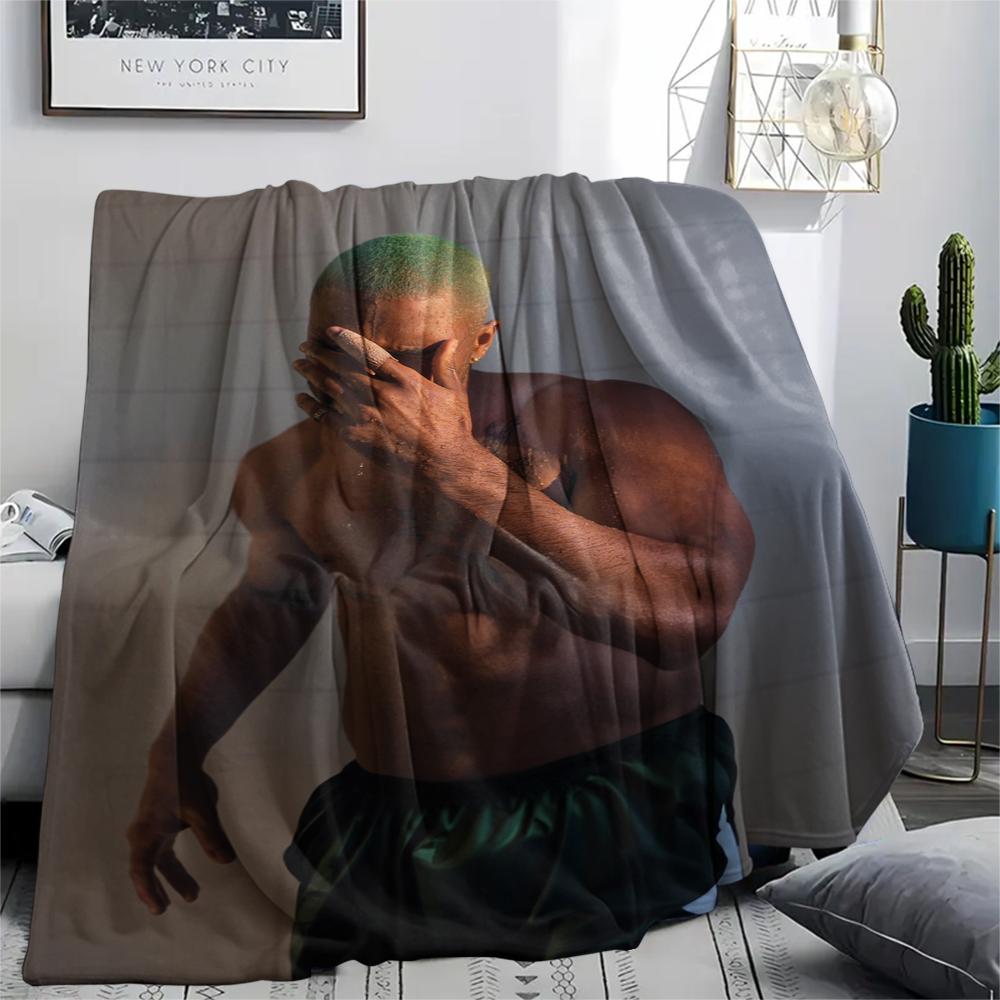 1PC Frank Ocean Print Flannel Blanket, High Quality Comfortable for All Seasons, Home Decor, Warmth and Comfort, Perfect for Christmas Gifts