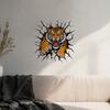 Living Room Mural Decor 3D Tiger Wall Stickers, Peel And Stick Roaring Decals, Removable PVC Durable Decals Art Decor, Realistic Cracked Sticker