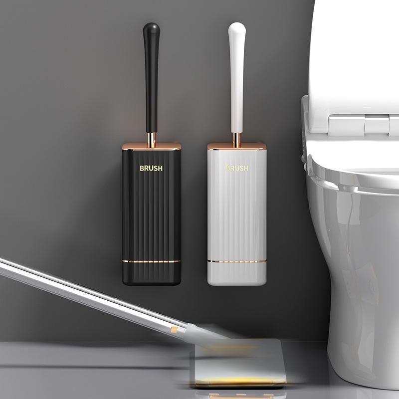 Silicone Toilet Brush Set Long Handle No Drill Wall Mounted Quick Dry Leak Proof For Bathroom Deep Cleaning Durable Multi Use