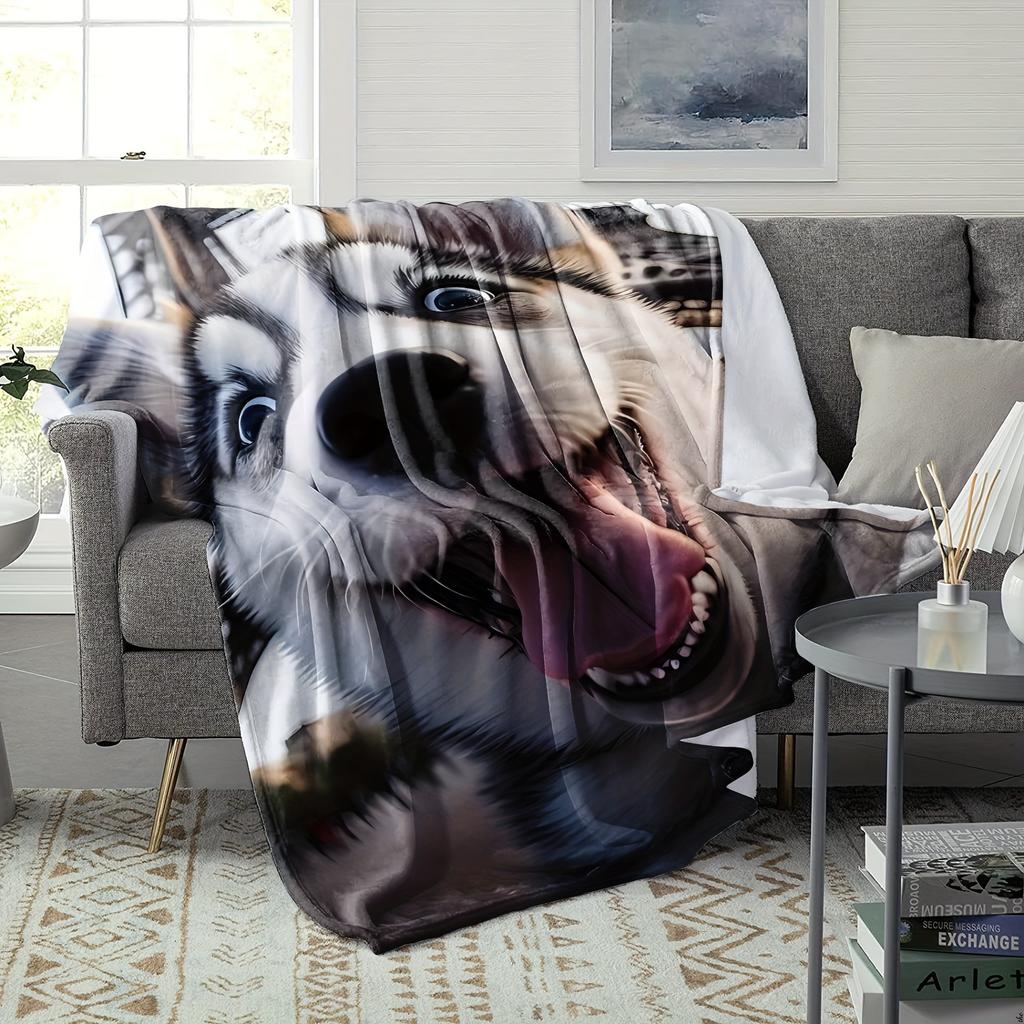 1 Stück Gemütliche Flanell-Husky-Hundeliebhaber-Decke – Weiche, Warme, Reißfeste Wohndecke für Sofa, Bett oder Büro – Perfektes Geschenk
