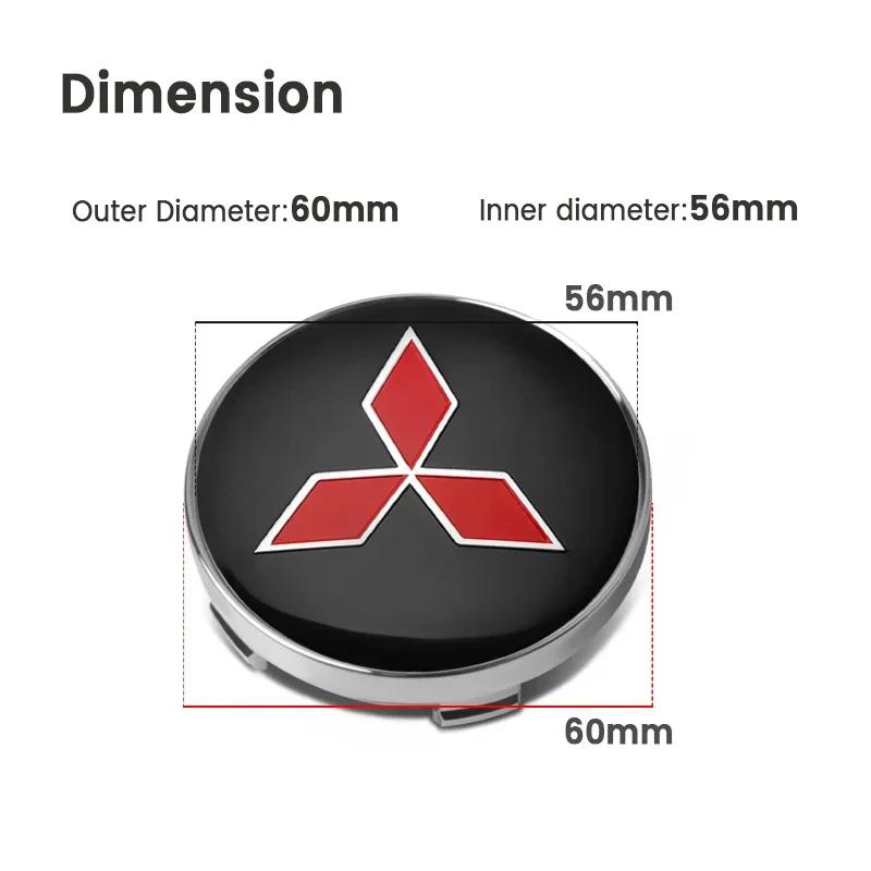 4ks 56mm+60mm Krytky středů kol pro auto, Poklice ráfku, Samolepky s emblémem Pro Mitsubishi Pajero Asx Lancer Outlander 3 l200 Příslušenství