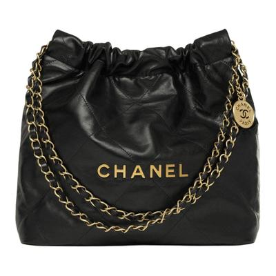 22Bag Shiny Calfskin & Gold Metal Hobo Bag Shoulder Bag Small Women's Black AS3260-B19059-94305