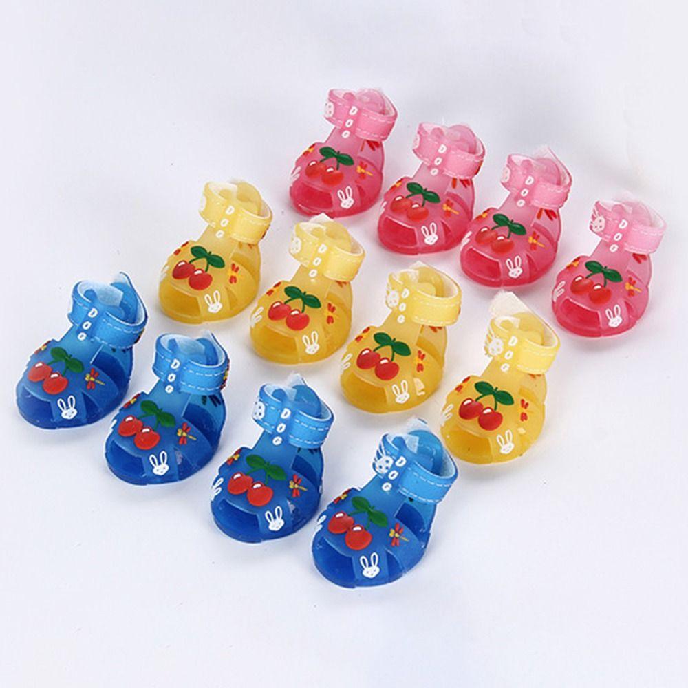 4Pcs/Set Cartoon Dog Summer Jelly Sandals Non-slip Hollow Puppy Shoes  Outdoor Hiking