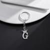 Stainless Steel Crown Letter Keychain Pendant, European Punk Style.